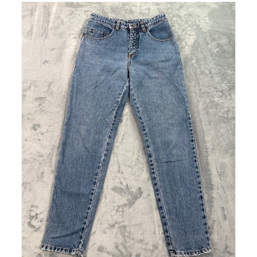 Pepe Betty Vintage High Waisted Tapered Leg Jeans Blue Distressed Waist 29" 01